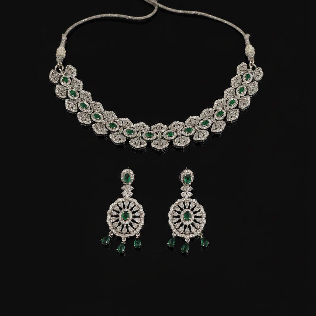 Layla · Emerald CZ Choker Set | Allure Jewelry by Rushi