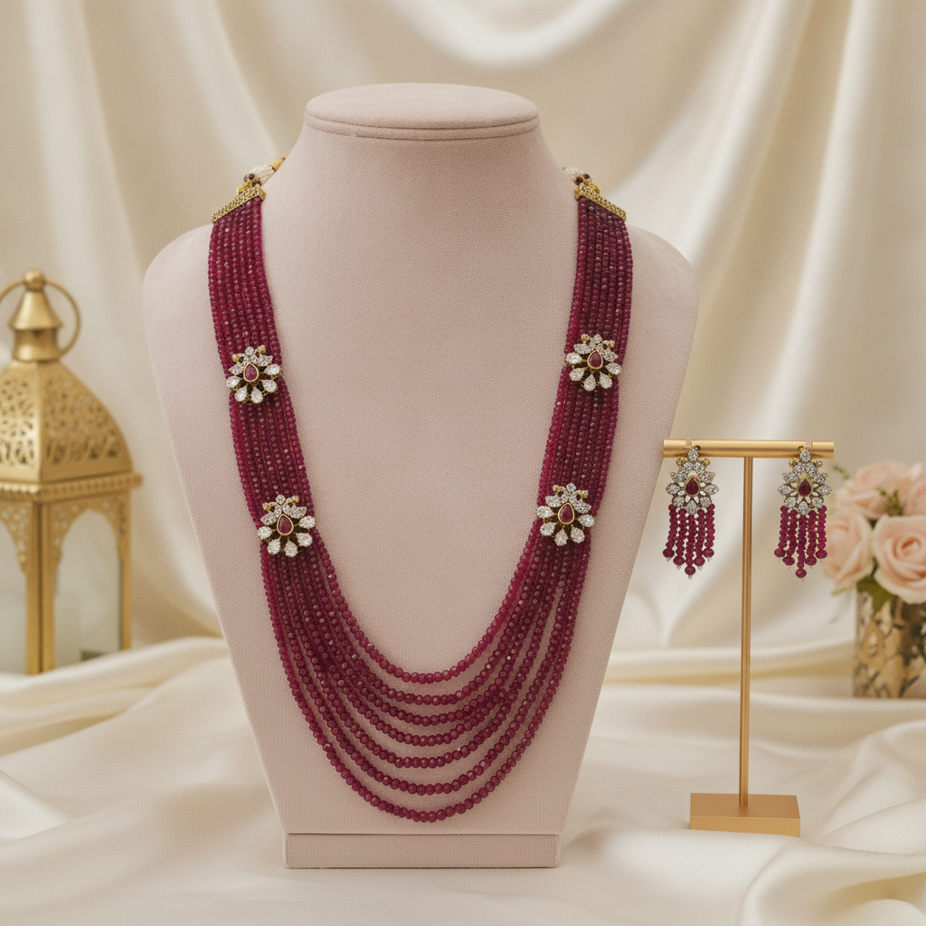 Hana · Ruby Red AD Necklace Set | Allure Jewelry by Rushi