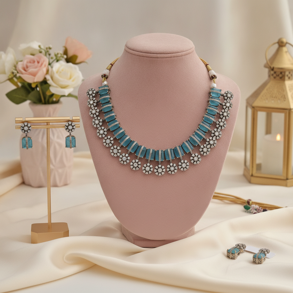 Sana · Blue AD Choker Set | Allure Jewelry by Rushi