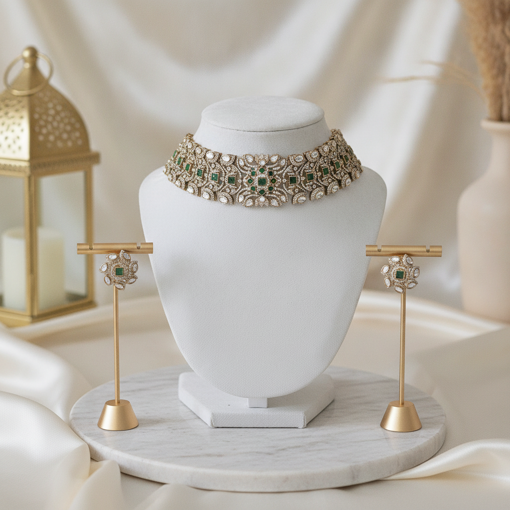 Sana · Emerald Polki AD Choker Set | Allure Jewelry by Rushi