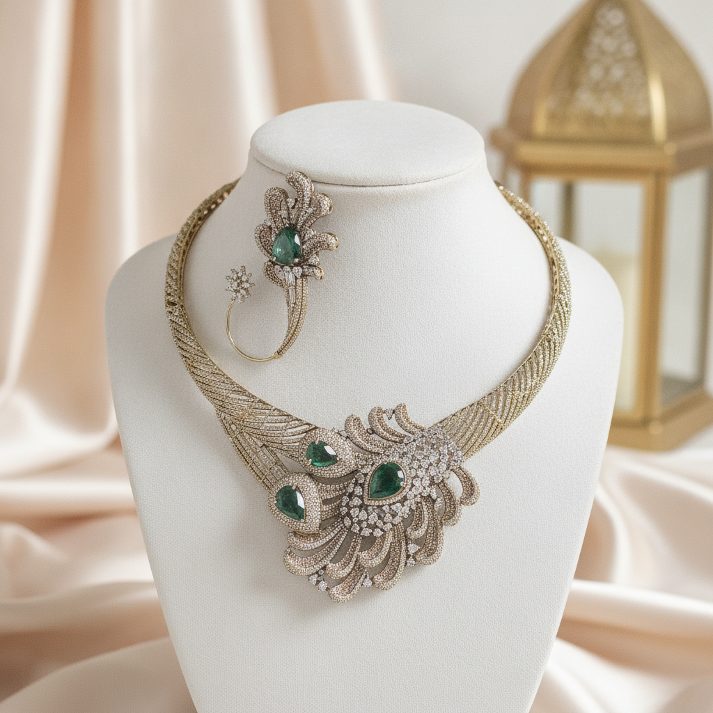Layla · Emerald AD Choker Set | Allure Jewelry by Rushi