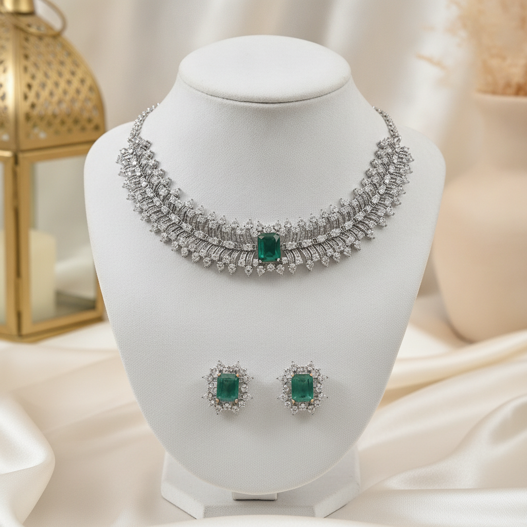 Sana · Silver AD Emerald Set | Allure Jewelry by Rushi