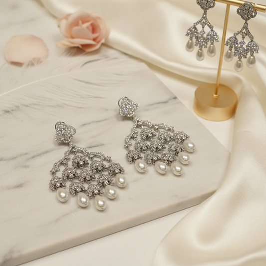 Bushra · AD Chandelier Pearl Earrings | Allure Jewelry by Rushi