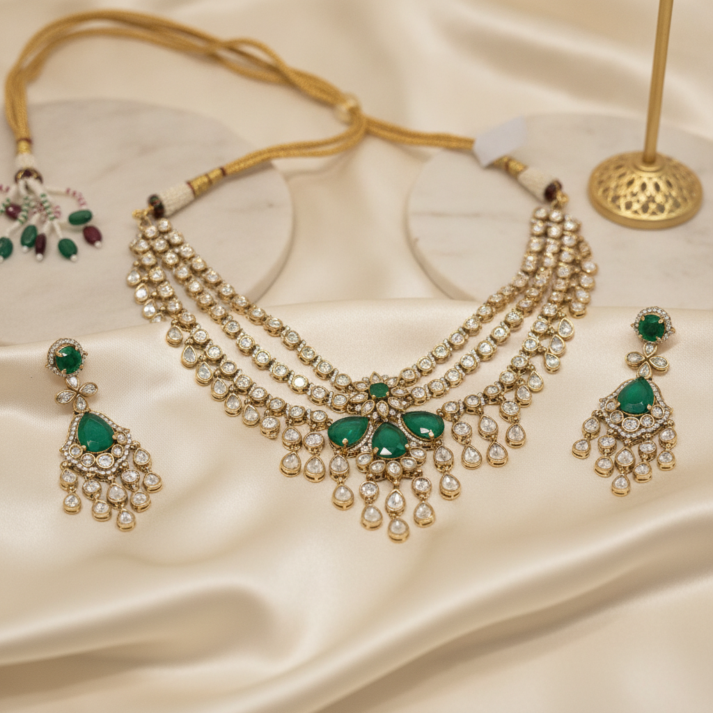 Saanvi · Emerald Kundan Choker Set | Allure Jewelry by Rushi