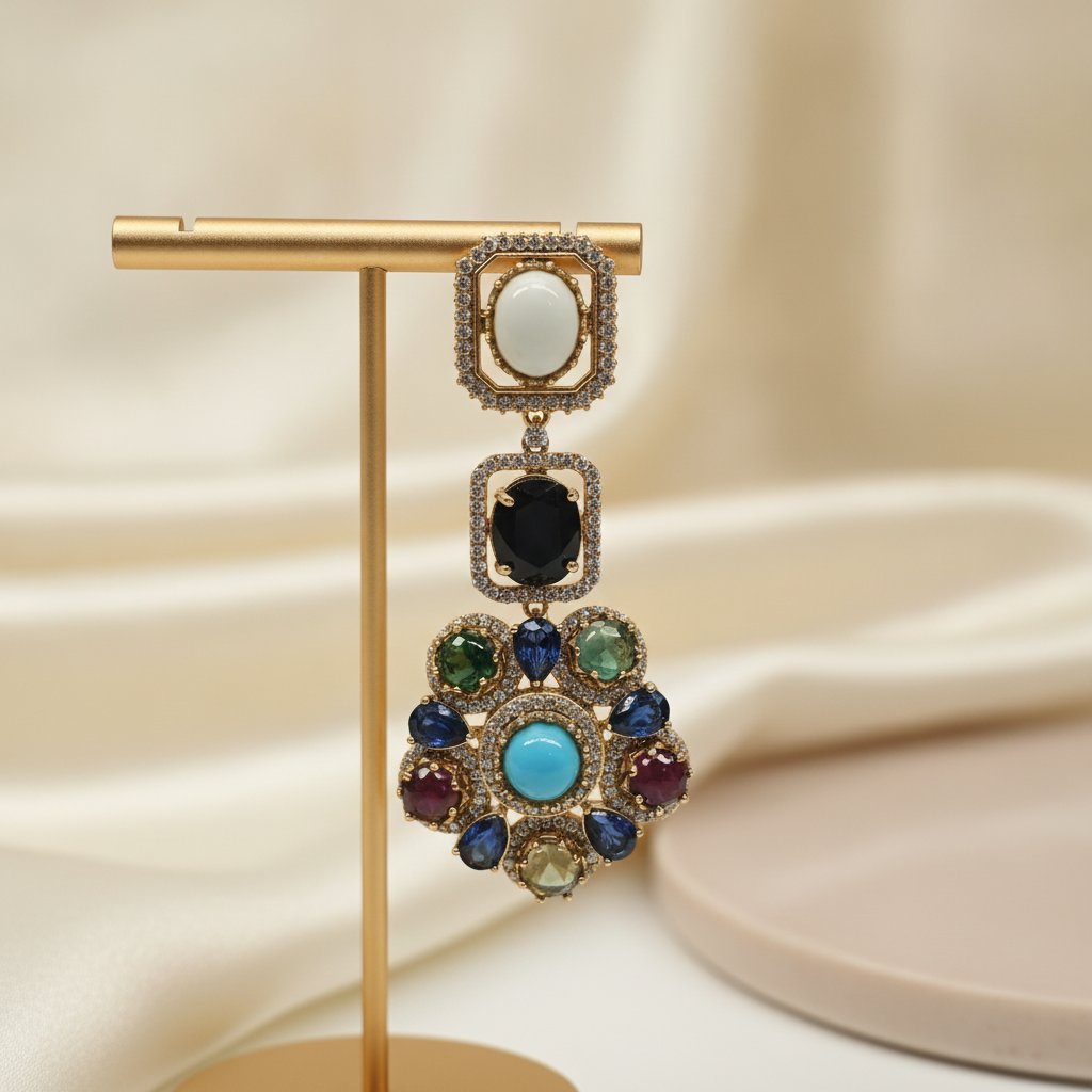 Minal · Multi · color AD Statement Earrings | Allure Jewelry by Rushi