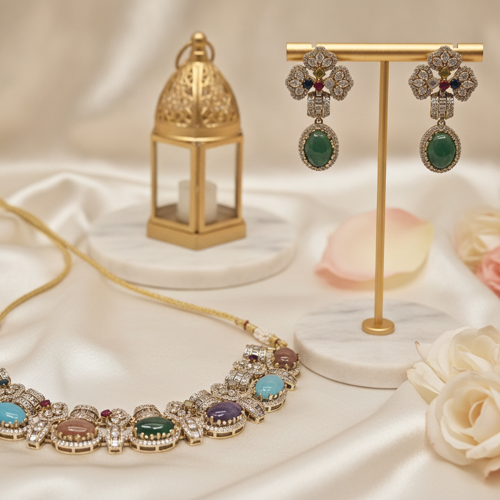 Siya · Multi · stone AD Necklace Set | Allure Jewelry by Rushi