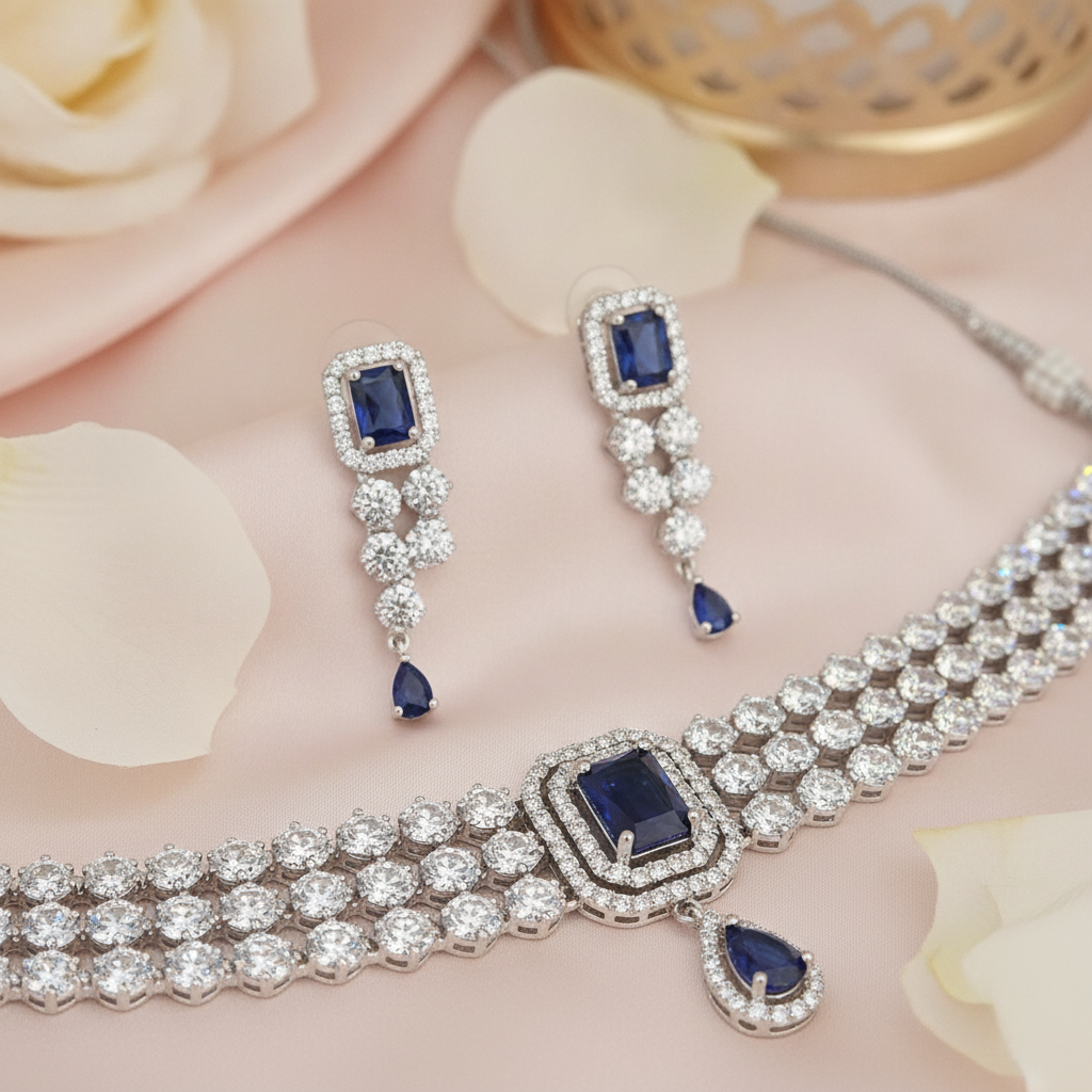 Hareem · Blue AD Choker Set | Allure Jewelry by Rushi