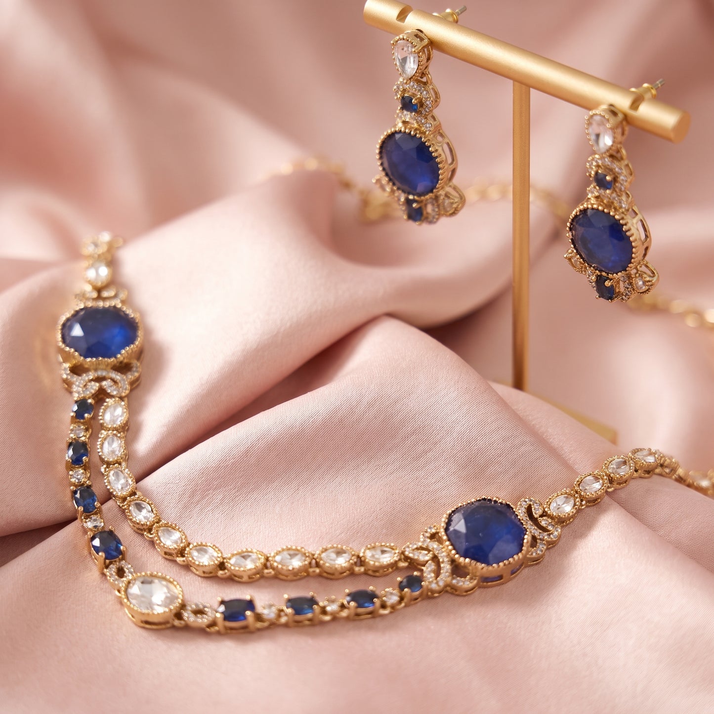 Samira · Blue AD Necklace Set | Allure Jewelry by Rushi