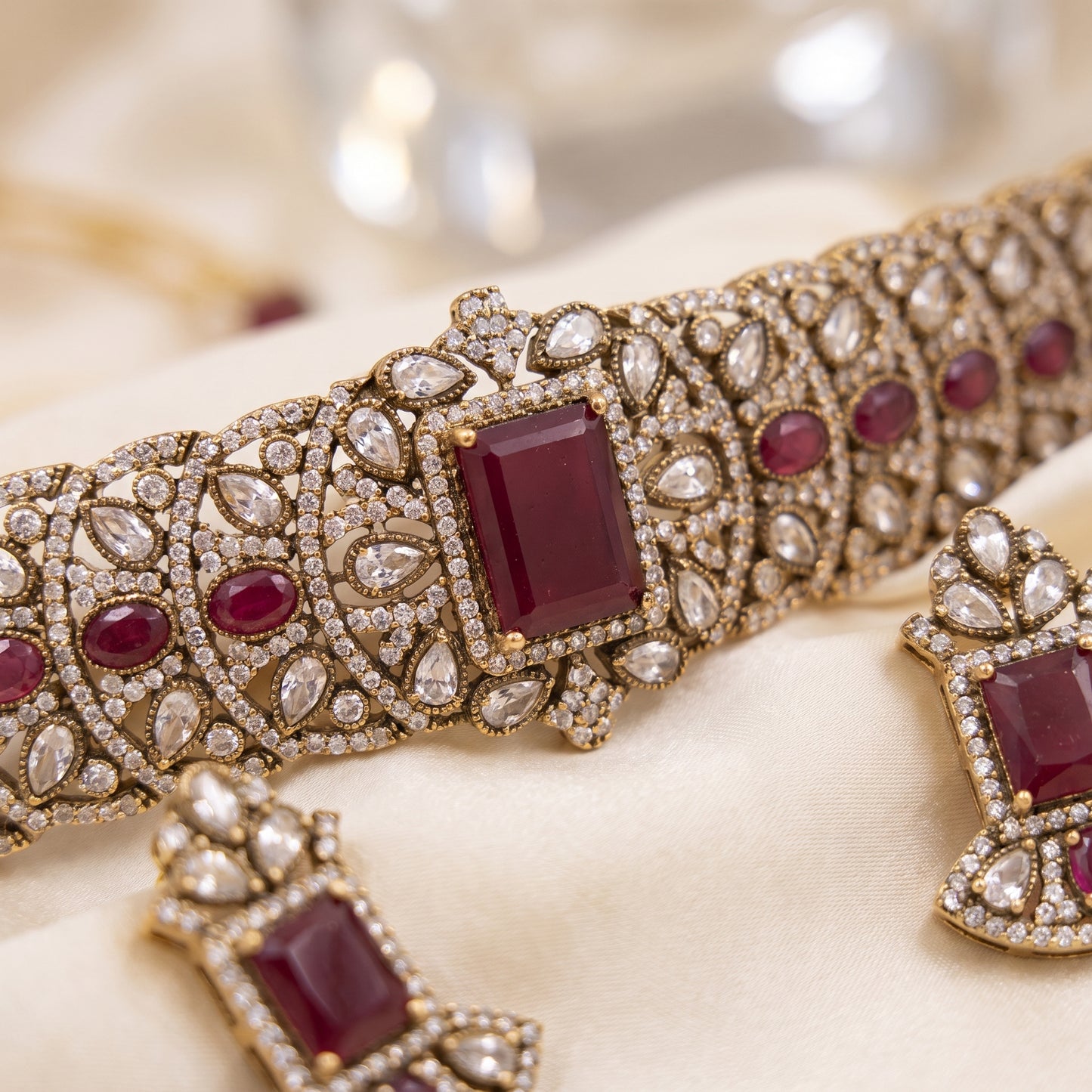 Anjali · Maroon AD Choker Set | Allure Jewelry by Rushi