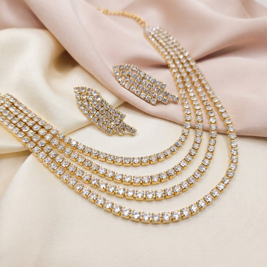 Aanya · Gold AD Layered Necklace Set | Allure Jewelry by Rushi