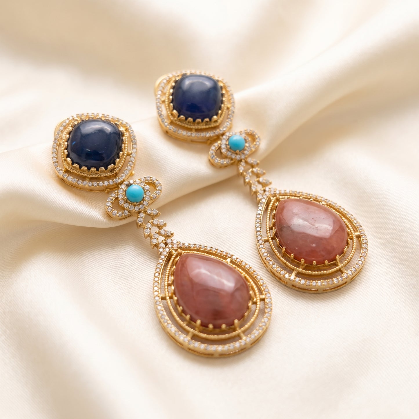 Riya · Blue Maroon AD Drop Earrings | Allure Jewelry by Rushi
