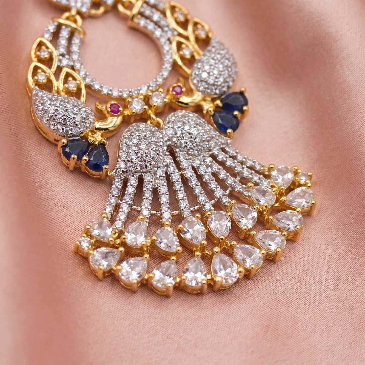Harleen · Navy Blue AD Chandelier Earrings | Allure Jewelry by Rushi