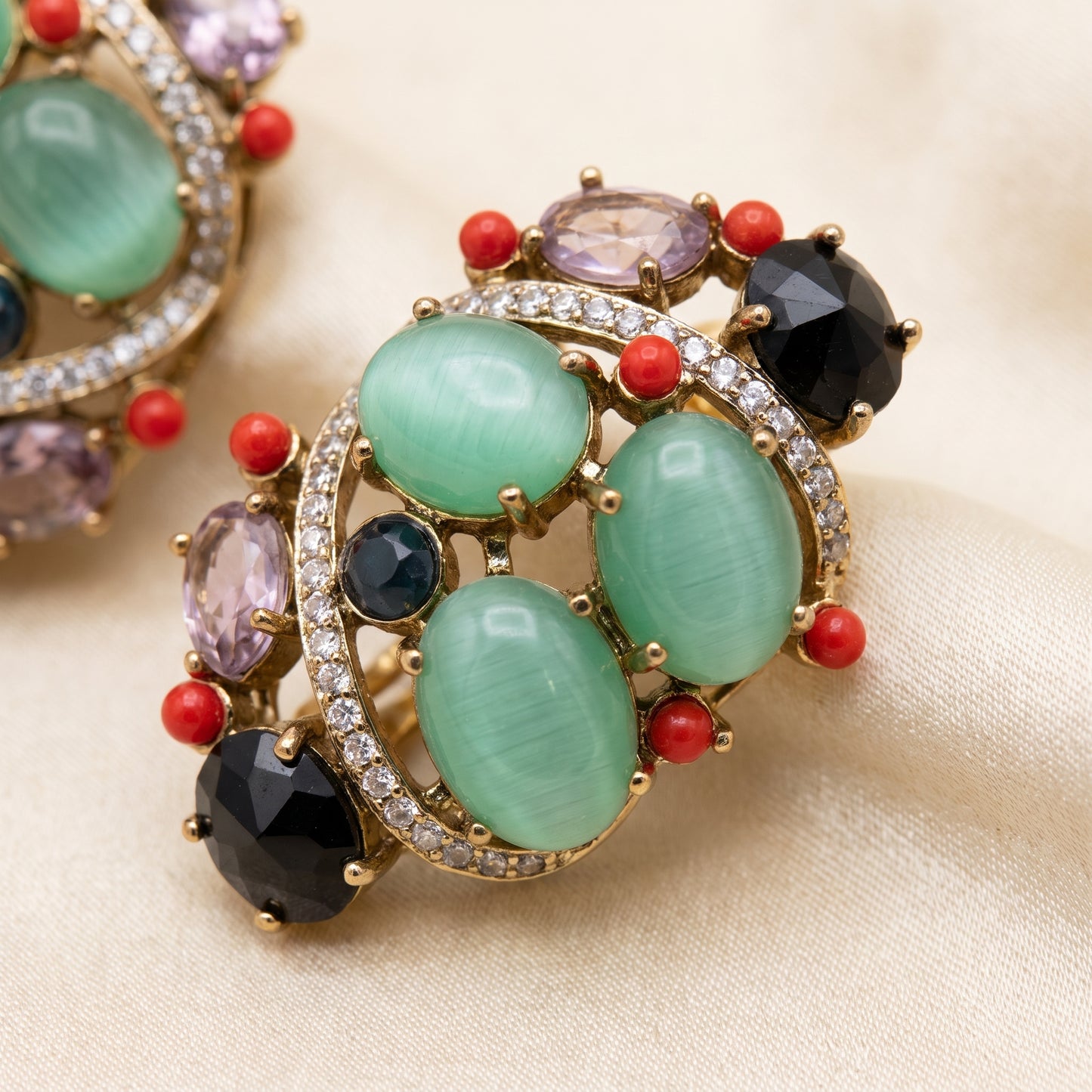 Mehak · Multi · stone AD Cluster Earrings | Allure Jewelry by Rushi