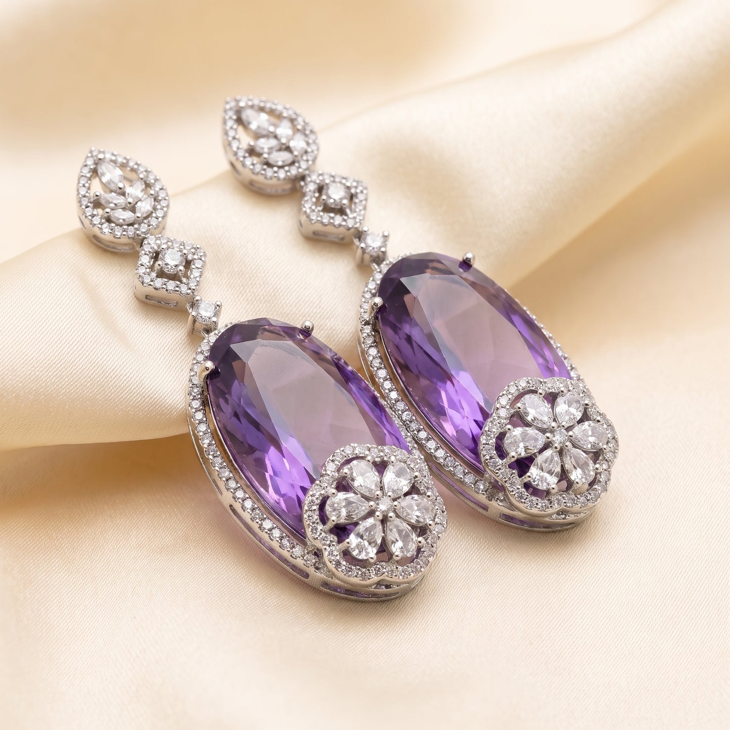 Veda · Amethyst AD Drop Earrings | Allure Jewelry by Rushi