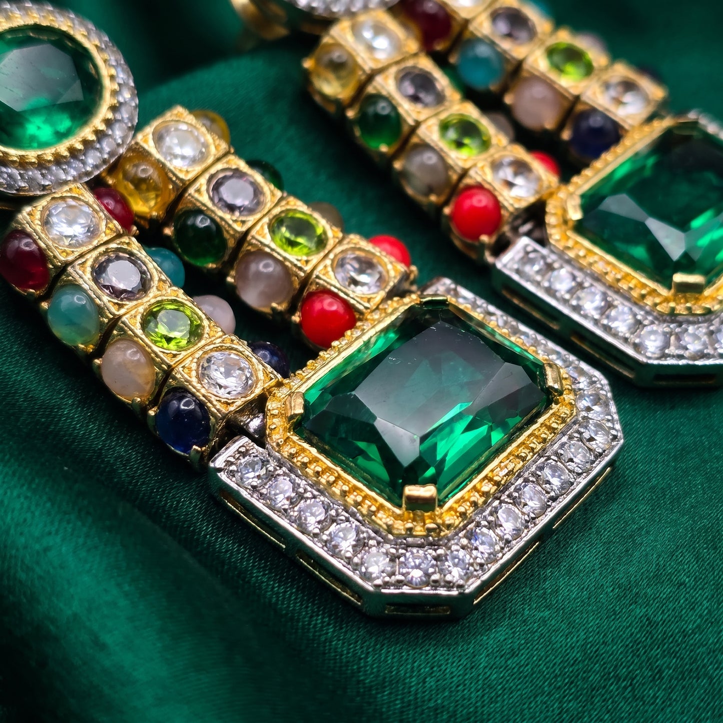 Lina · Emerald Multi · Stone AD Dangles | Allure Jewelry by Rushi