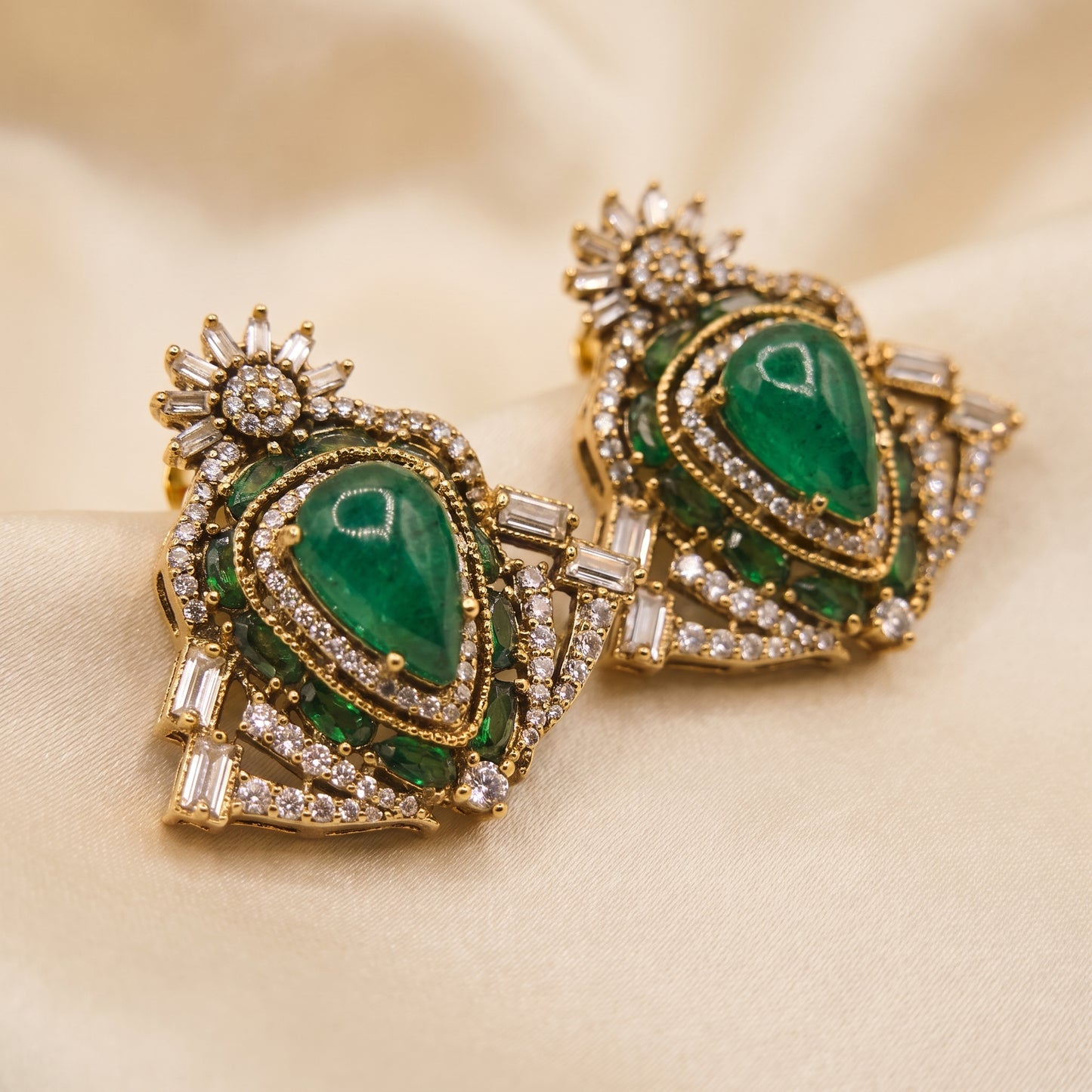 Shreya · Emerald AD Earrings | Allure Jewelry by Rushi