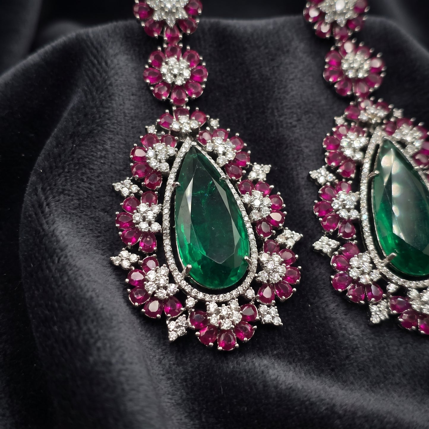 Ishani · Emerald Ruby AD Drop Earrings | Allure Jewelry by Rushi