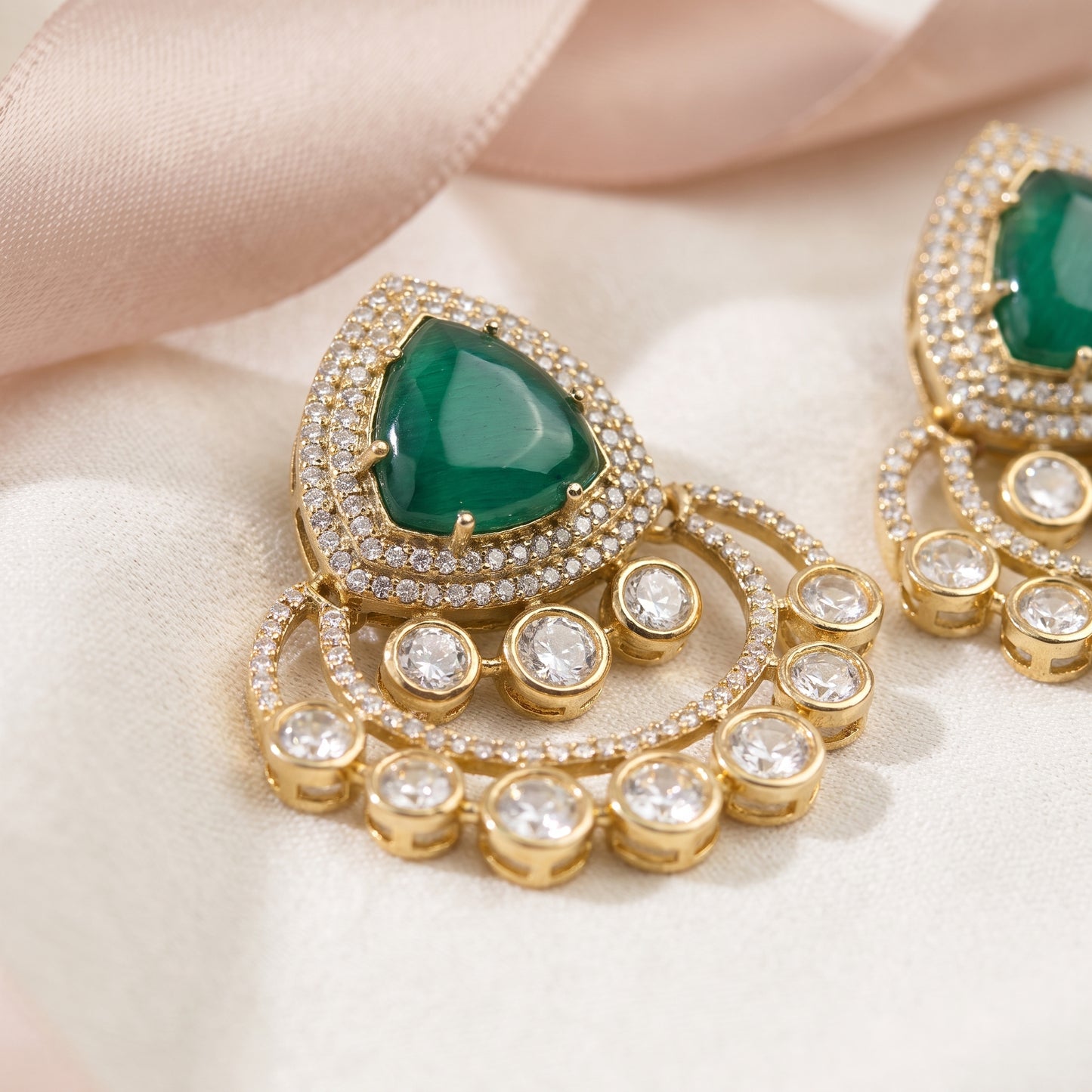 Fiza · Emerald AD Statement Earrings | Allure Jewelry by Rushi