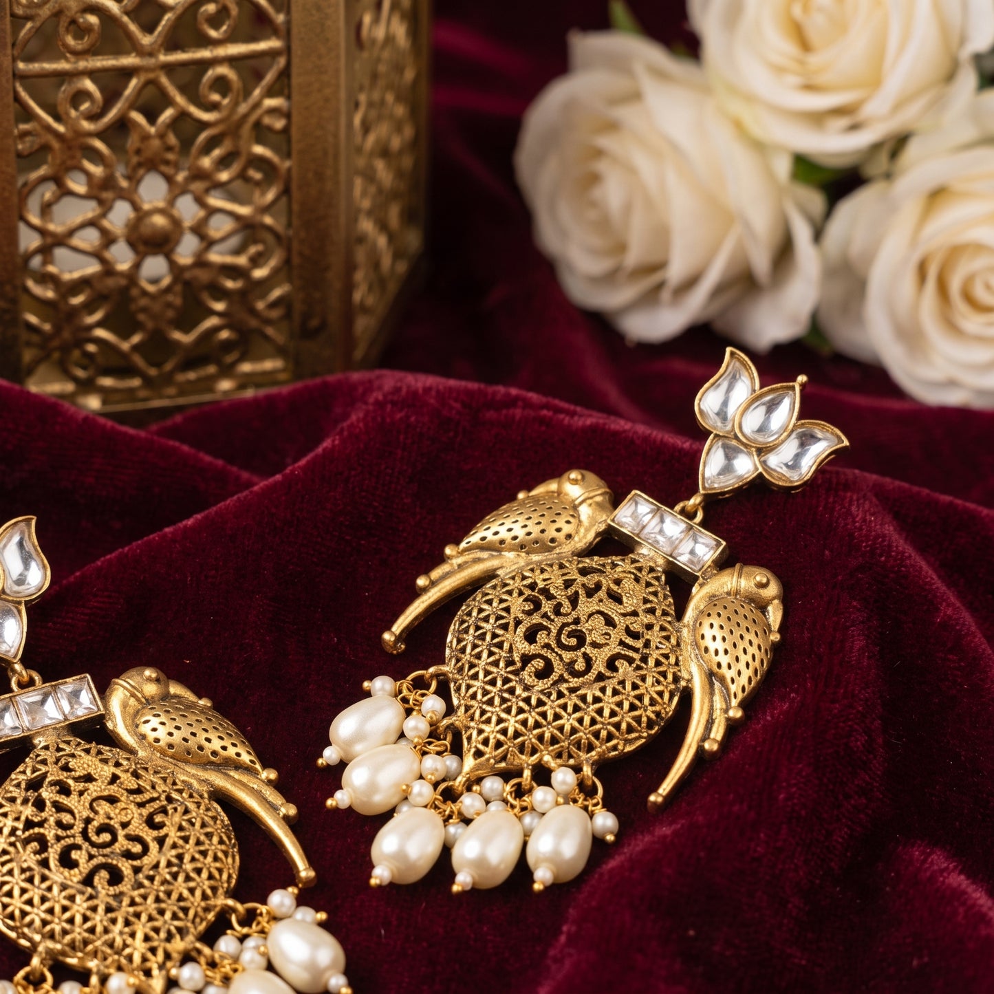 Pari · Antique Gold Pearl Earrings | Allure Jewelry by Rushi