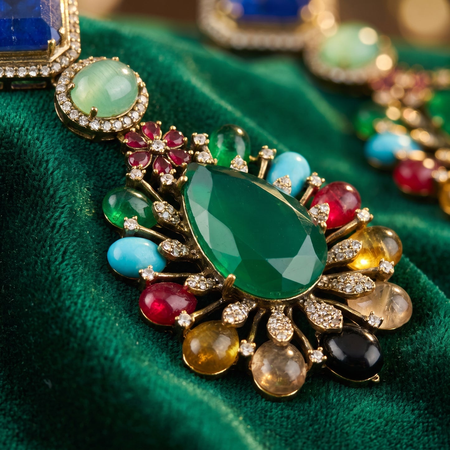 Sehar · Multi · Color AD Statement Earrings | Allure Jewelry by Rushi