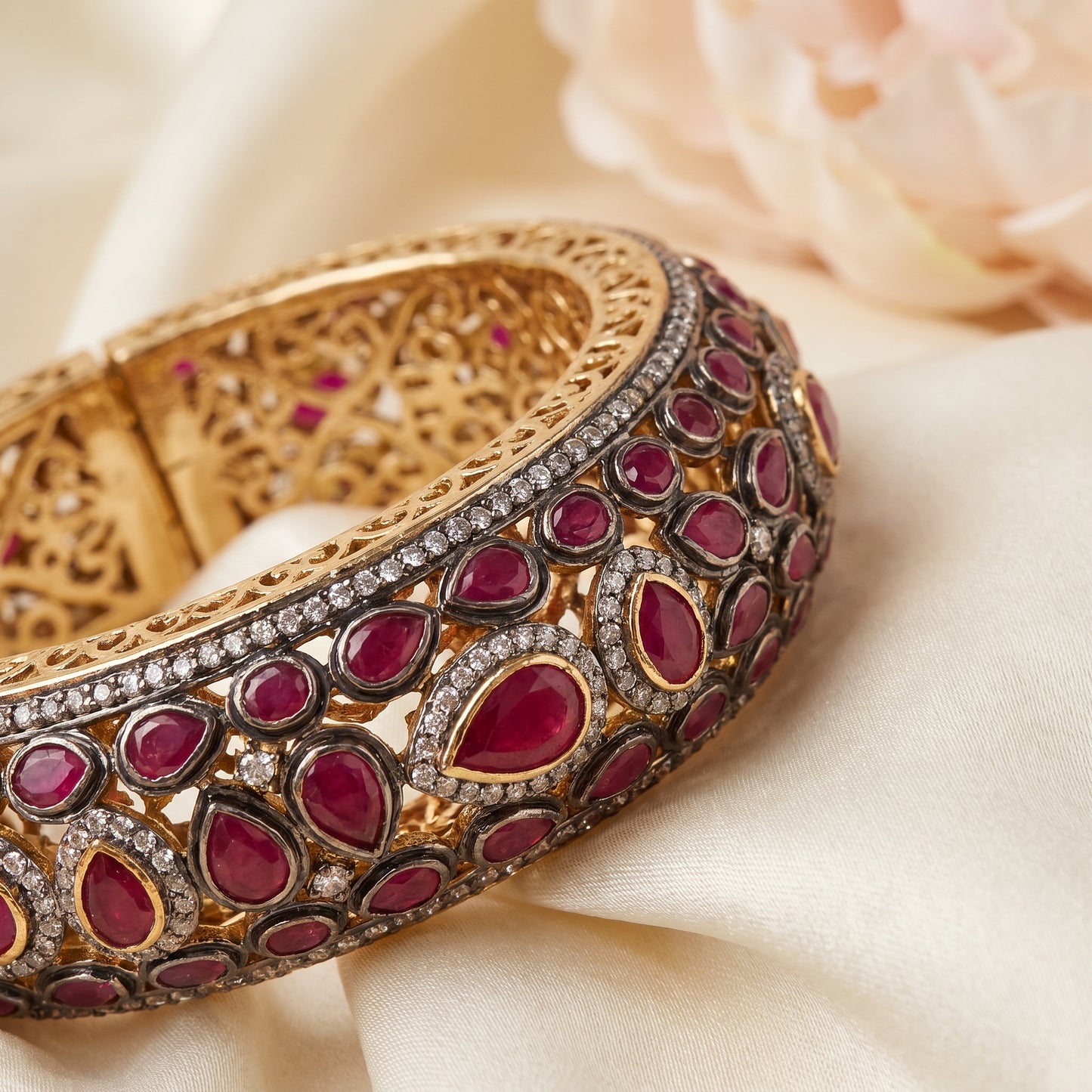 Jia · Antique Gold Ruby AD Bangle | Allure Jewelry by Rushi
