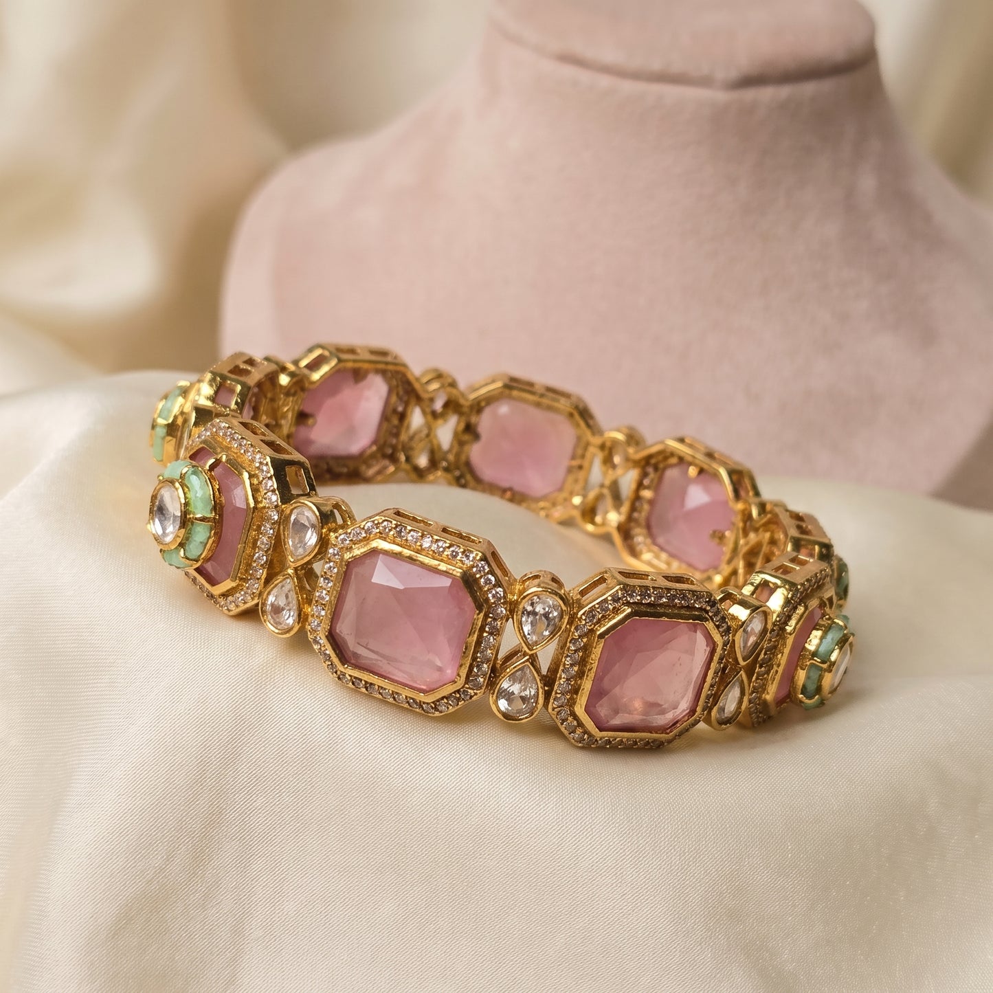 Meher ·  Rose Pink Green AD Bangle | Allure Jewelry by Rushi
