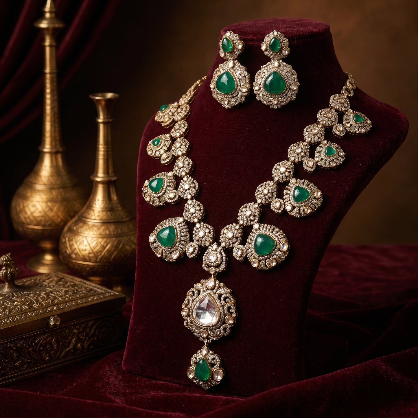 Naina · Polki Emerald Necklace Set | Allure Jewelry by Rushi