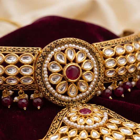 Riya · Kundan Ruby Choker Set necklace set — studio detail | Allure Jewelry by Rushi