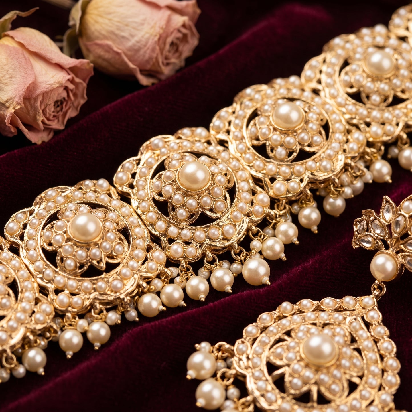 Amrita · Gold Pearl Choker Set necklace set — studio detail | Allure Jewelry by Rushi