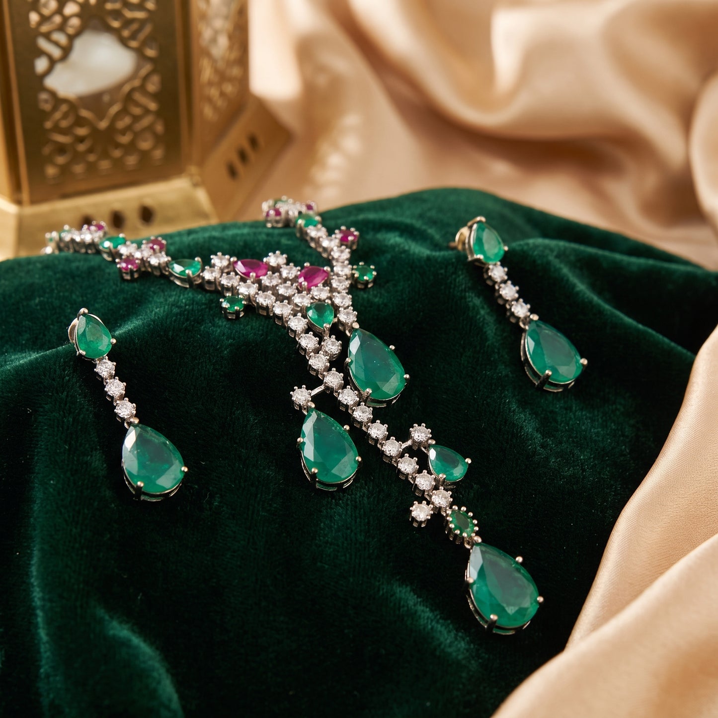 Zaina · Emerald Ruby AD Set — studio detail | Allure Jewelry by Rushi