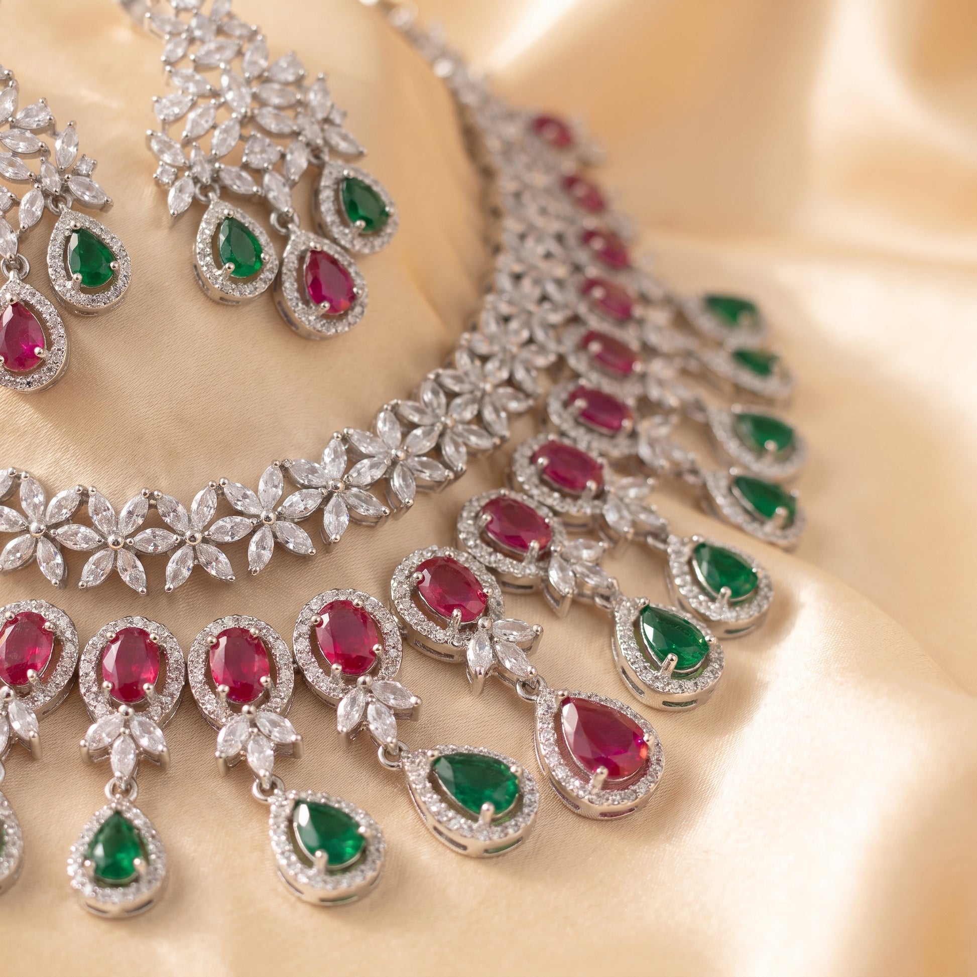Bisma · Ruby Emerald AD Necklace Set — studio detail | Allure Jewelry by Rushi