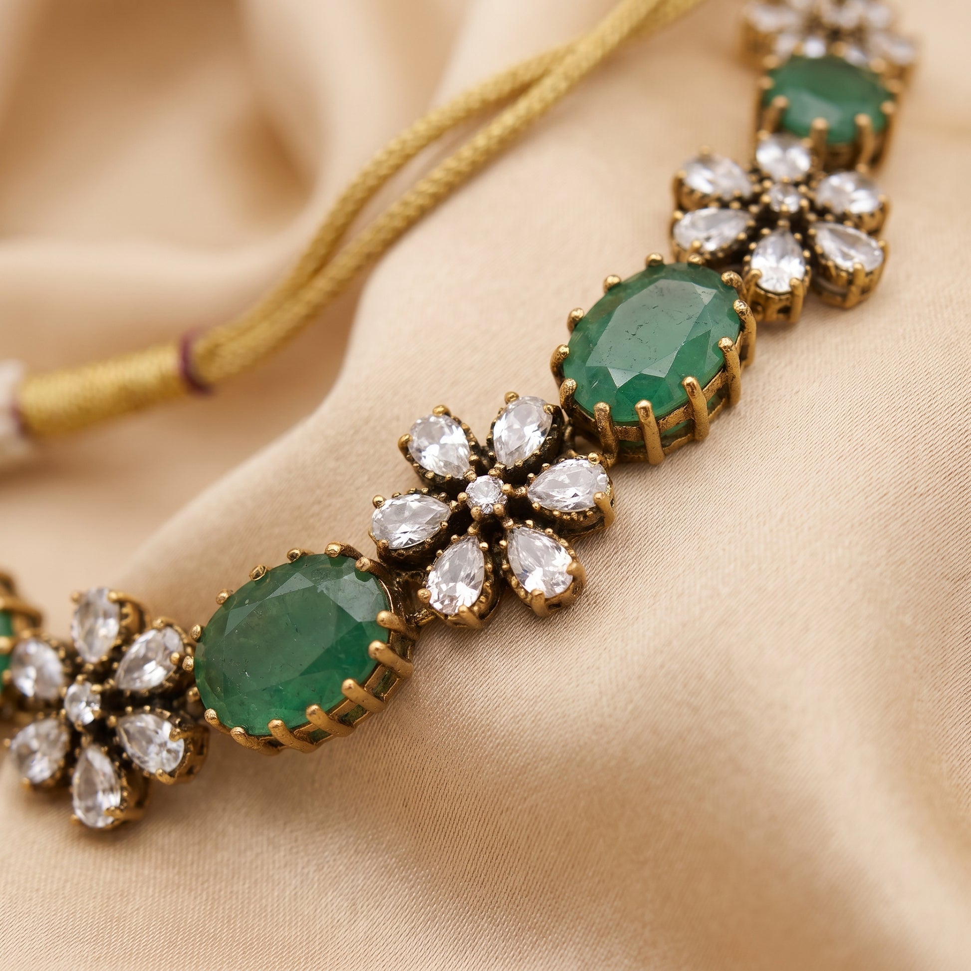 Navleen · Emerald AD Necklace Set — studio detail | Allure Jewelry by Rushi