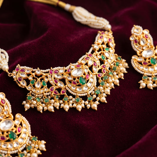 Jyoti · Gold Kundan Necklace Set — studio detail | Allure Jewelry by Rushi