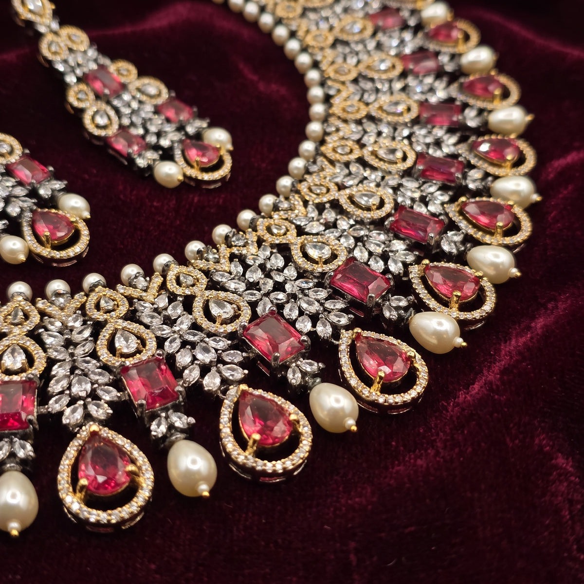 Harleen · Ruby AD Necklace Set — studio detail | Allure Jewelry by Rushi