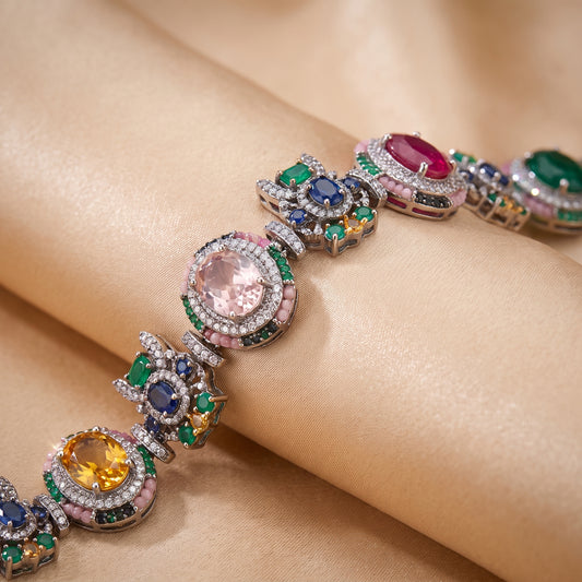 Sarika · Multi · Color AD Gemstone Bracelet — studio detail | Allure Jewelry by Rushi