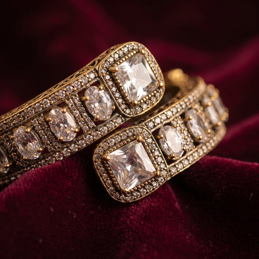 Diya · Antique Gold AD Kada — studio detail | Allure Jewelry by Rushi