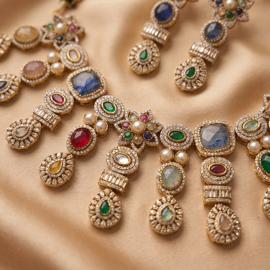 Avni · Multicolor Kundan Pearl Necklace Set — studio detail | Allure Jewelry by Rushi