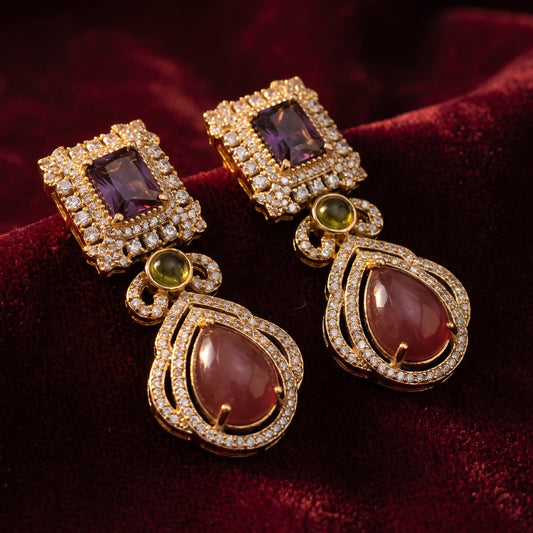 Sukhmani · Purple Maroon AD Drop Earrings — studio detail | Allure Jewelry by Rushi