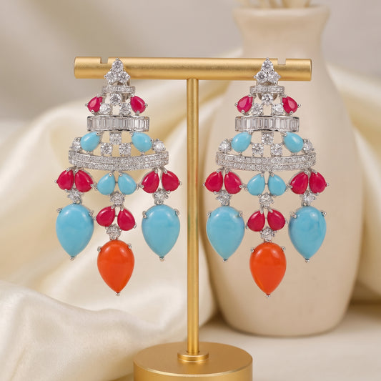 Jyoti · Silver AD Chandelier Earrings — studio detail | Allure Jewelry by Rushi