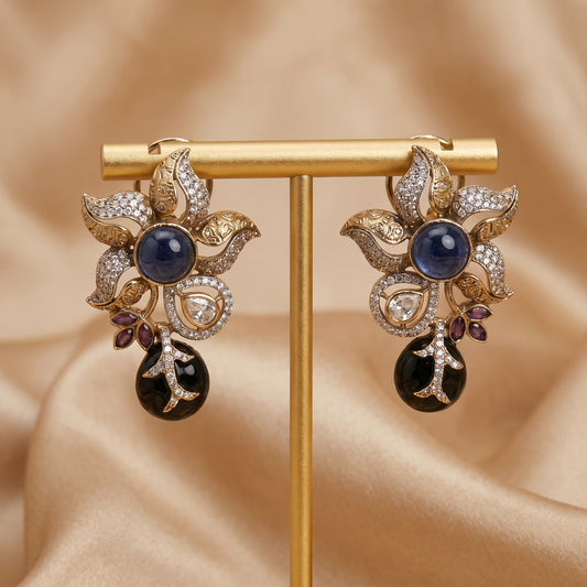 Mahnoor · Blue AD & Enamel Earrings — studio detail | Allure Jewelry by Rushi