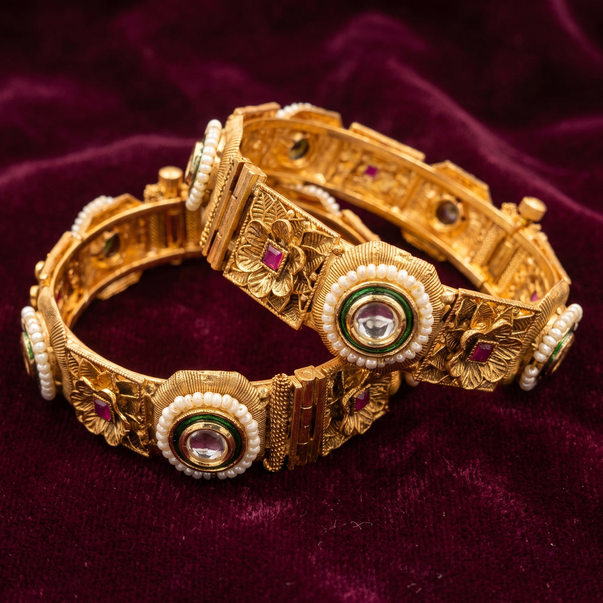 Tanvi · Antique Gold Polki Bangles — studio detail | Allure Jewelry by Rushi