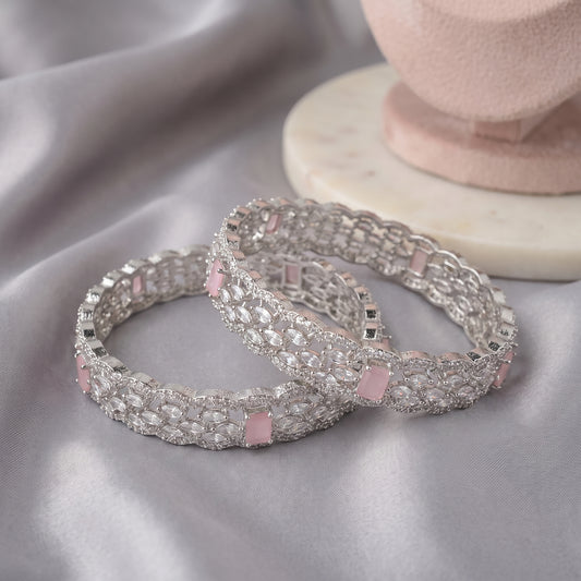 Sukhmani · Silver AD Pink Bangles — studio detail | Allure Jewelry by Rushi