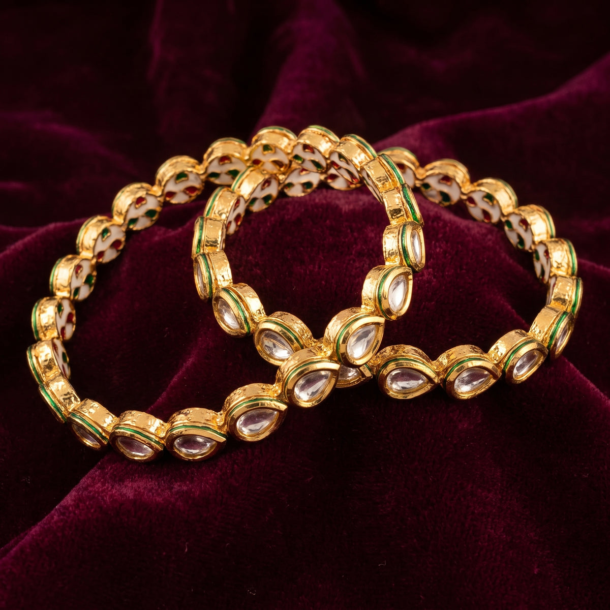 Sukhmani · Gold Polki Meenakari Bangles — studio detail | Allure Jewelry by Rushi