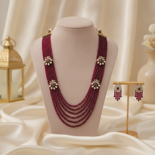 Hana · Ruby Red AD Necklace Set | Allure Jewelry by Rushi