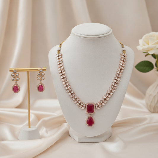 Maryam · Rose Gold Ruby AD Set | Allure Jewelry by Rushi