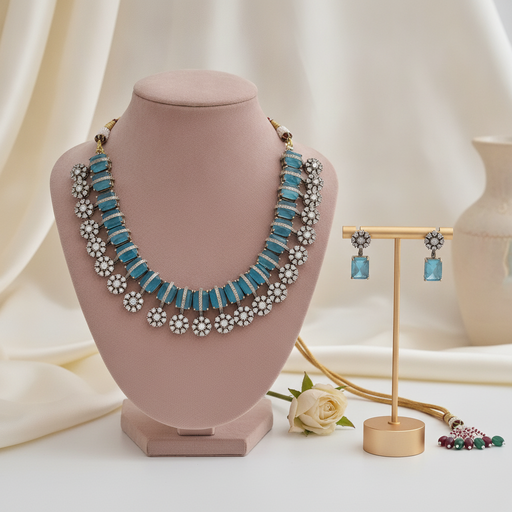 Sana · Blue AD Choker Set | Allure Jewelry by Rushi