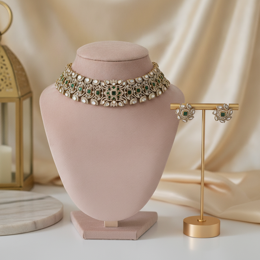 Sana · Emerald Polki AD Choker Set | Allure Jewelry by Rushi
