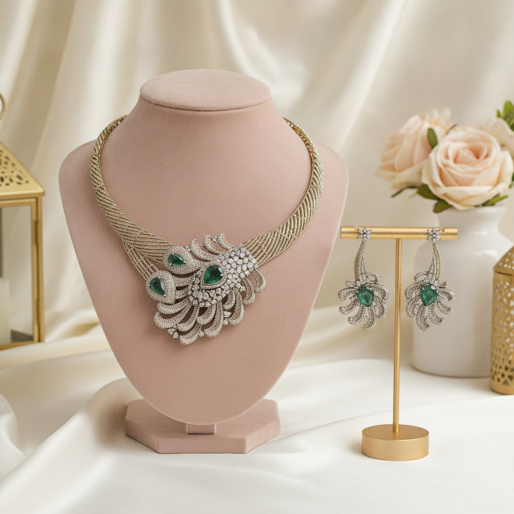 Layla · Emerald AD Choker Set | Allure Jewelry by Rushi