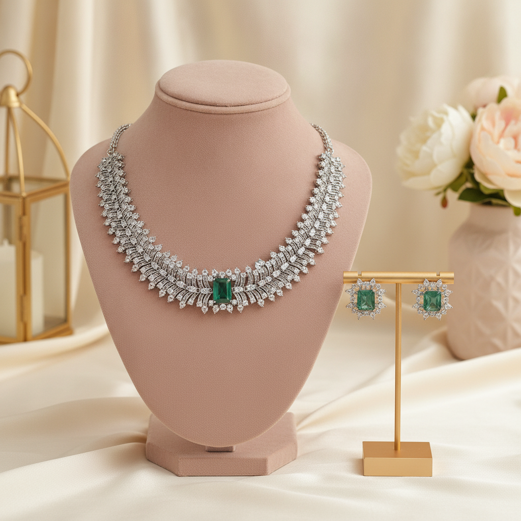 Sana · Silver AD Emerald Set | Allure Jewelry by Rushi