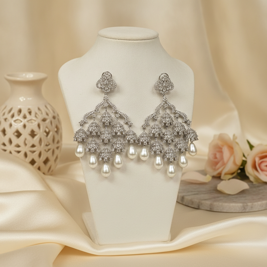 Bushra · AD Chandelier Pearl Earrings | Allure Jewelry by Rushi